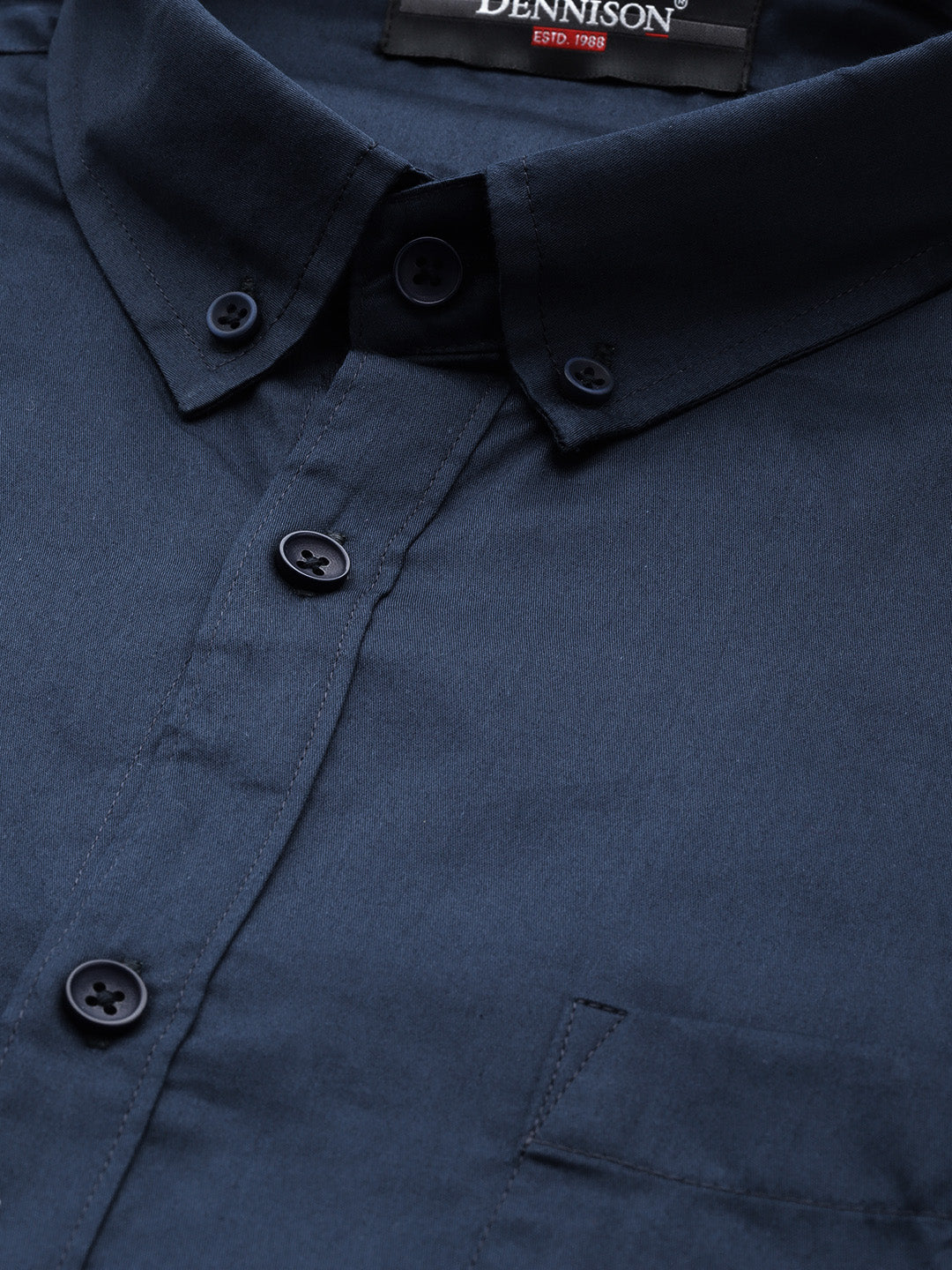 Men Navy Blue Smart Slim Fit Pure Cotton Opaque Formal Shirt