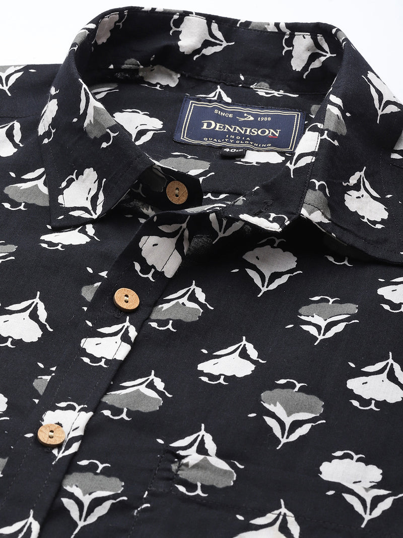 DENNISON Men Black Block Printed Shirt