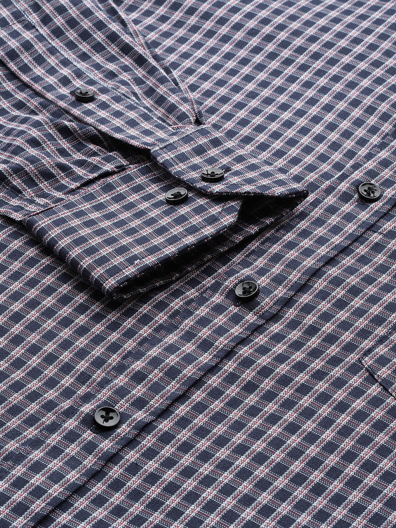 Men Smart Slim Fit Gingham Checks Formal Shirt