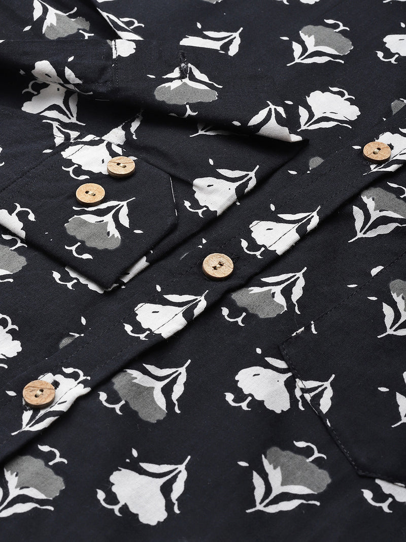 DENNISON Men Black Block Printed Shirt