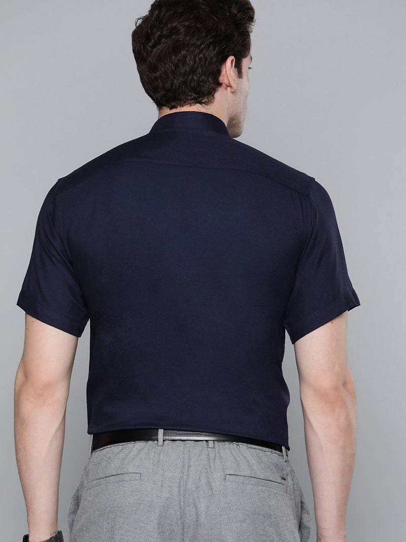 Men Navy Blue Smart Slim Fit Polo Shirt
