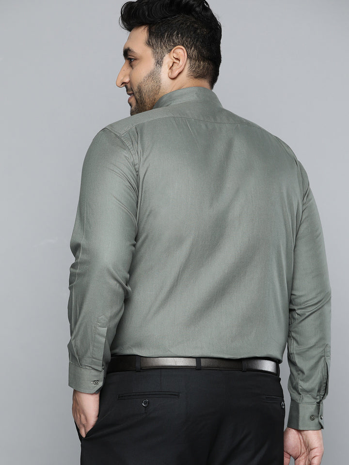 Men Olive Green Smart Slim Fit Pure Cotton Opaque Formal Shirt
