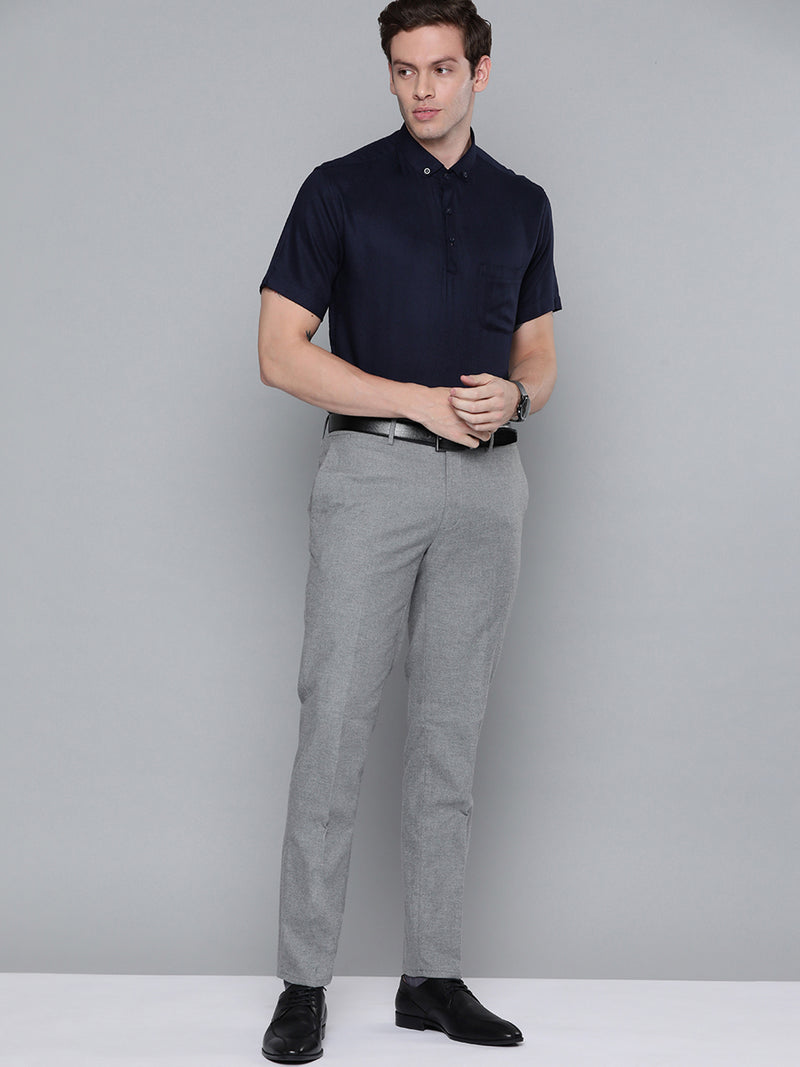 Men Navy Blue Smart Slim Fit Polo Shirt