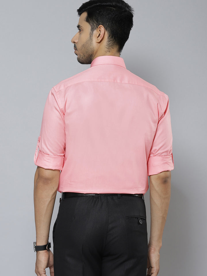 Men Peach-Coloured Smart Slim Fit Water Repellent Shirt