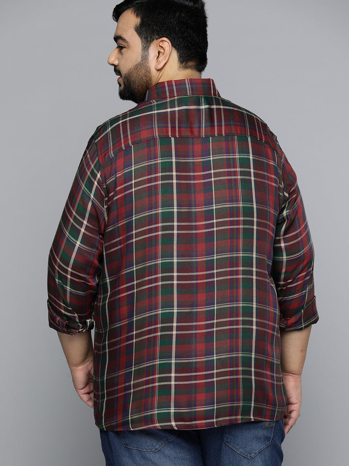 Men Plus Size Smart Checked Casual Shirt