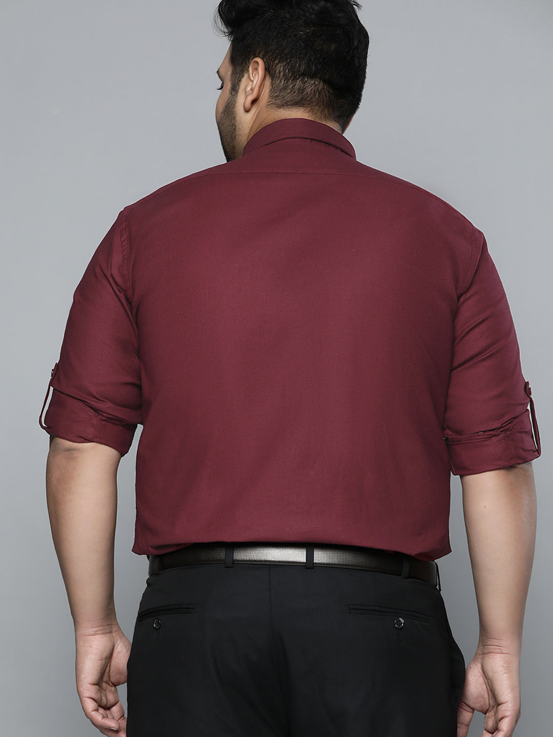 Men Maroon Smart Slim Fit Stretchable Lycra Plus Size Formal Shirt