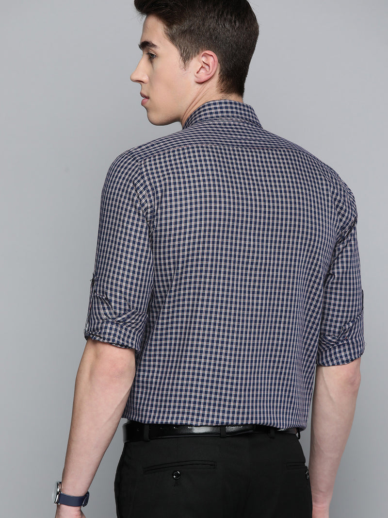 Men Smart Slim Fit Gingham Checks Formal Shirt