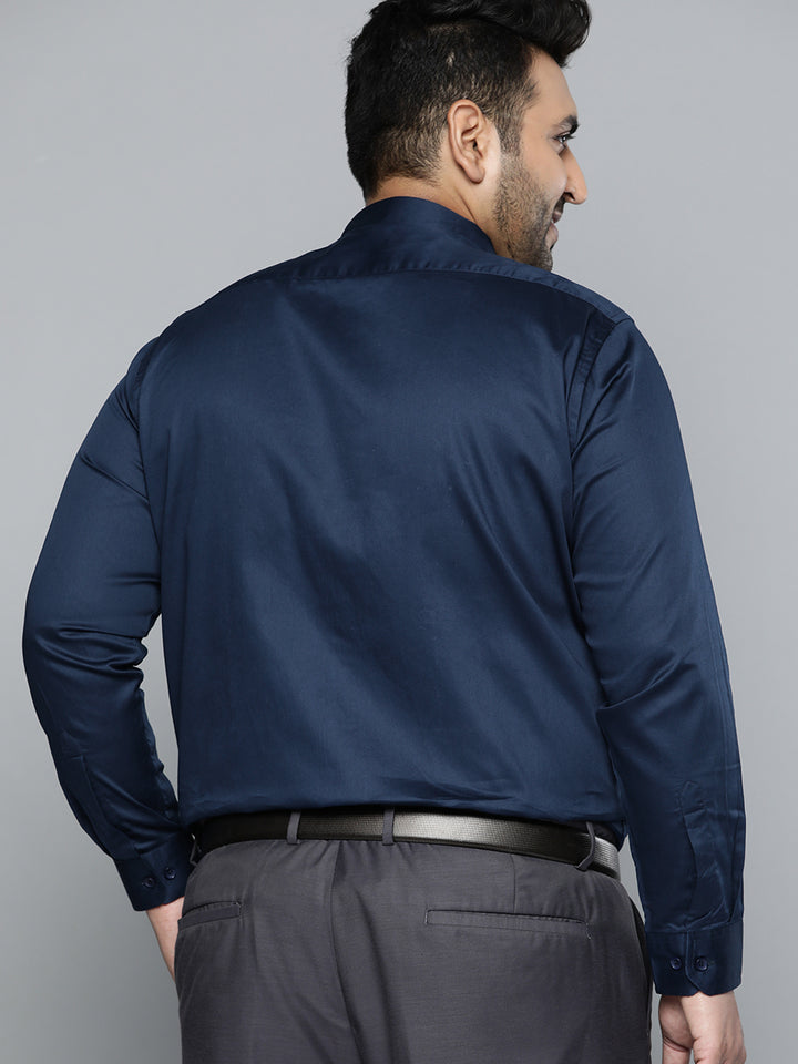 Men Navy Blue Smart Slim Fit Pure Cotton Opaque Formal Shirt