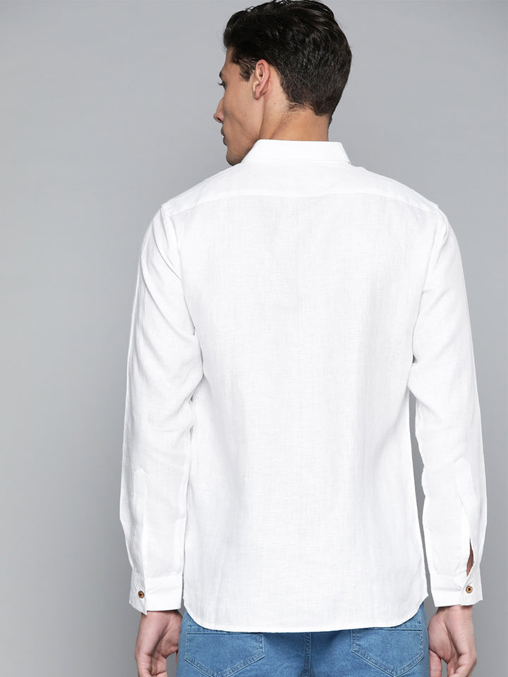 Men White Pure Hemp Sustainable Slim Fit Casual Shirt