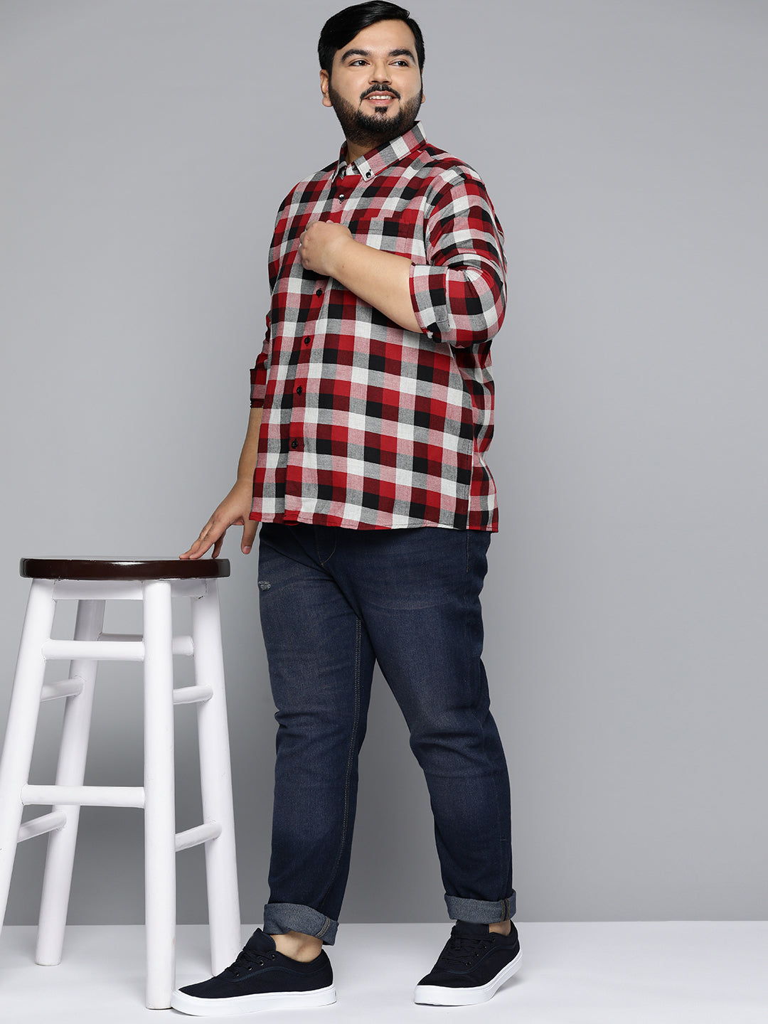 Plus size clearance red check shirt