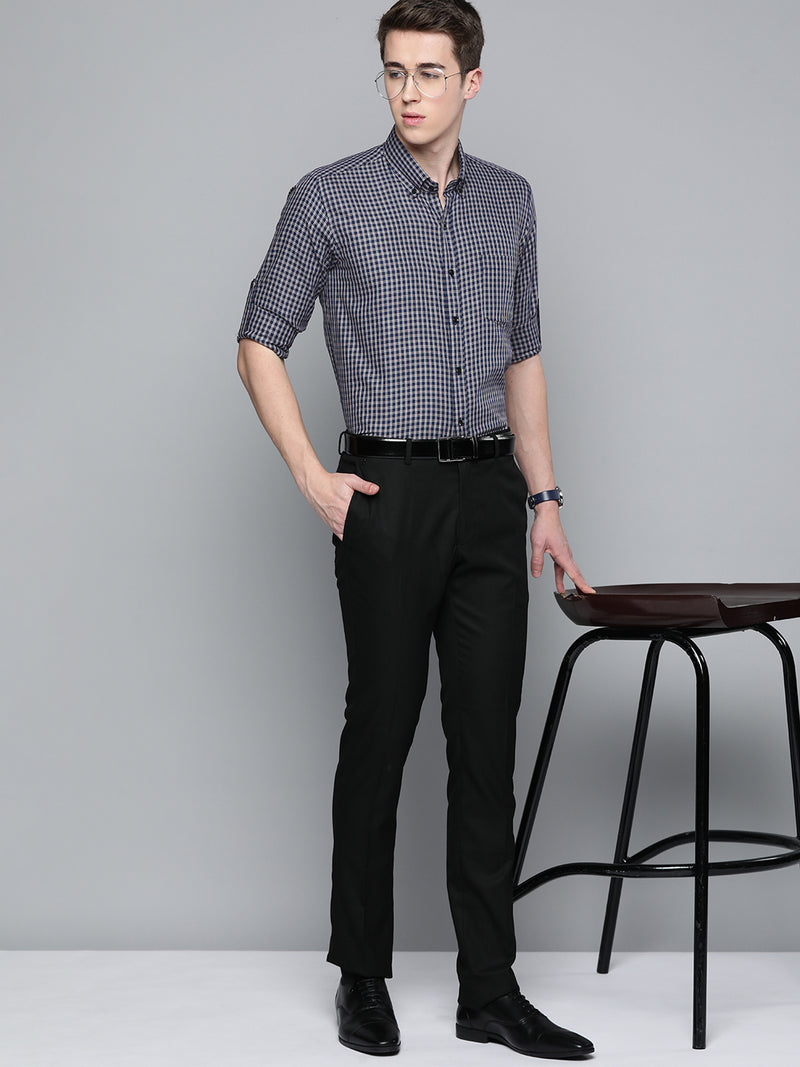 Men Smart Slim Fit Gingham Checks Formal Shirt