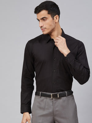Black: Water Stain Repellent Solid Formal Shirt