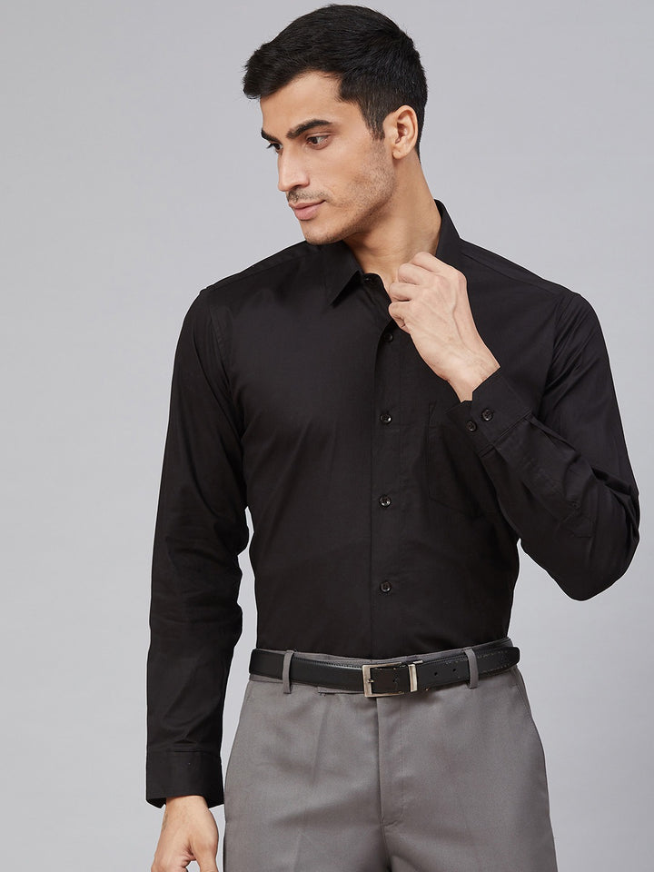 Men Black Smart Slim Fit Water  Stain Repellent Solid Formal Shirt