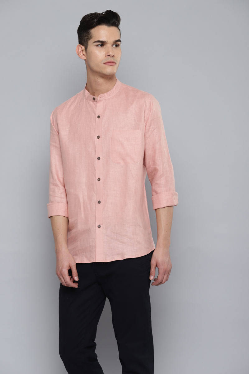 Pink:Full Sleeves Hemp Shirt