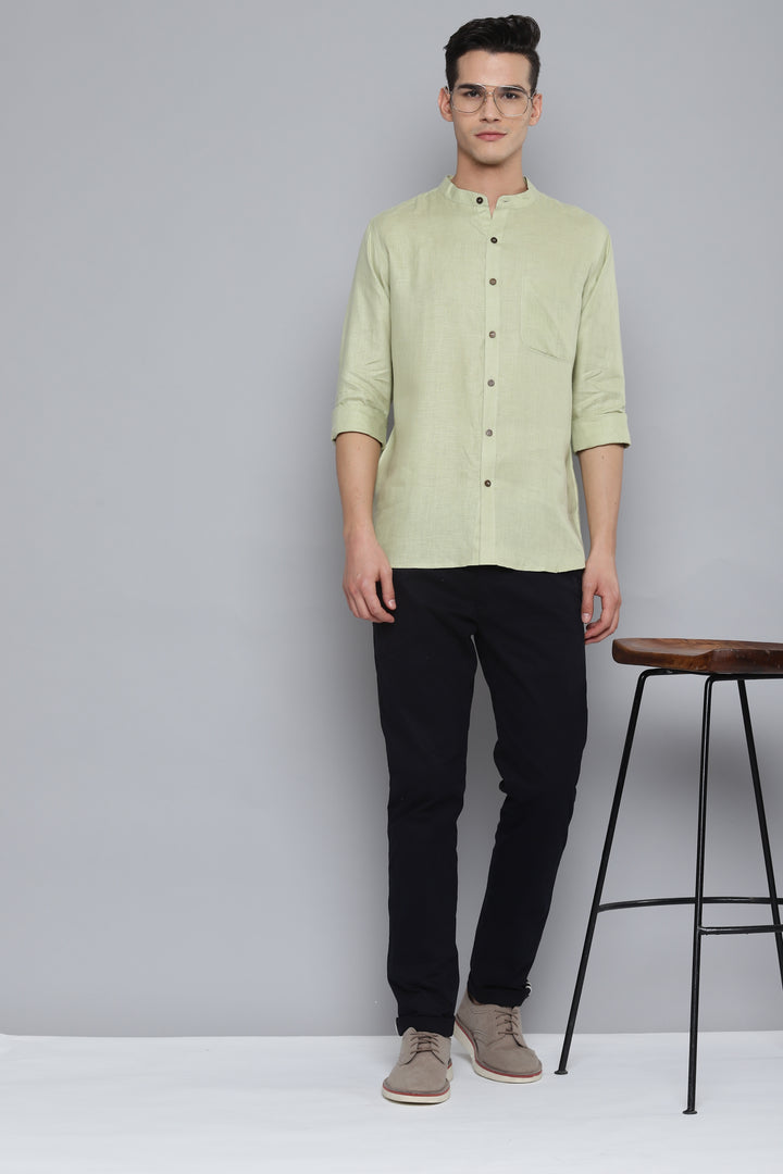 Men Men Green Pure Hemp Sustainable Slim Fit Casual Shirt