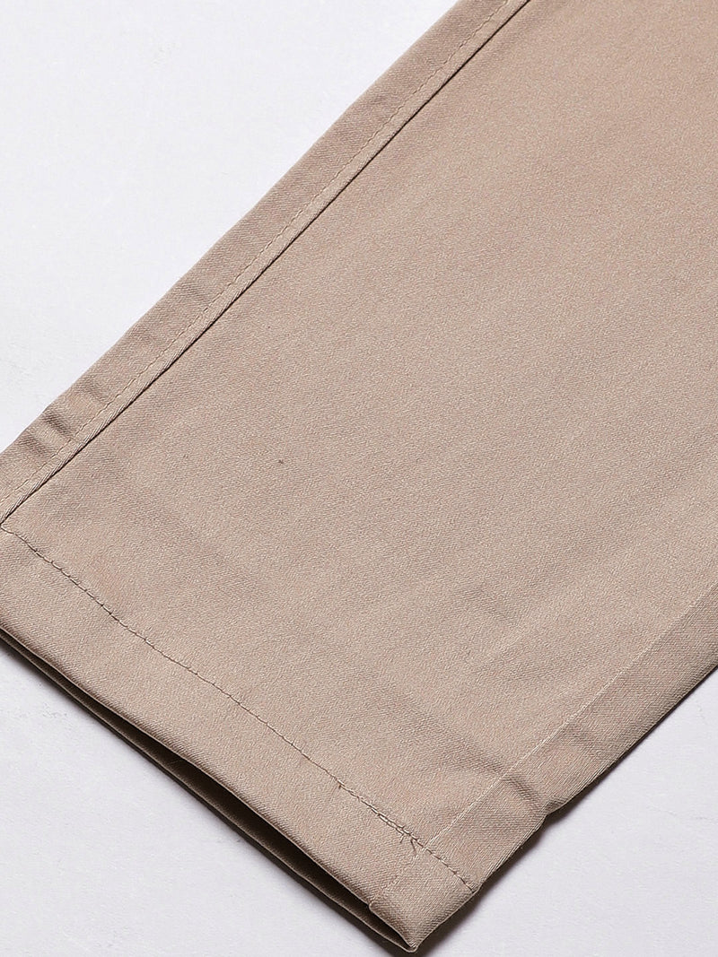 Men Beige Smart Skinny Fit Solid Chinos