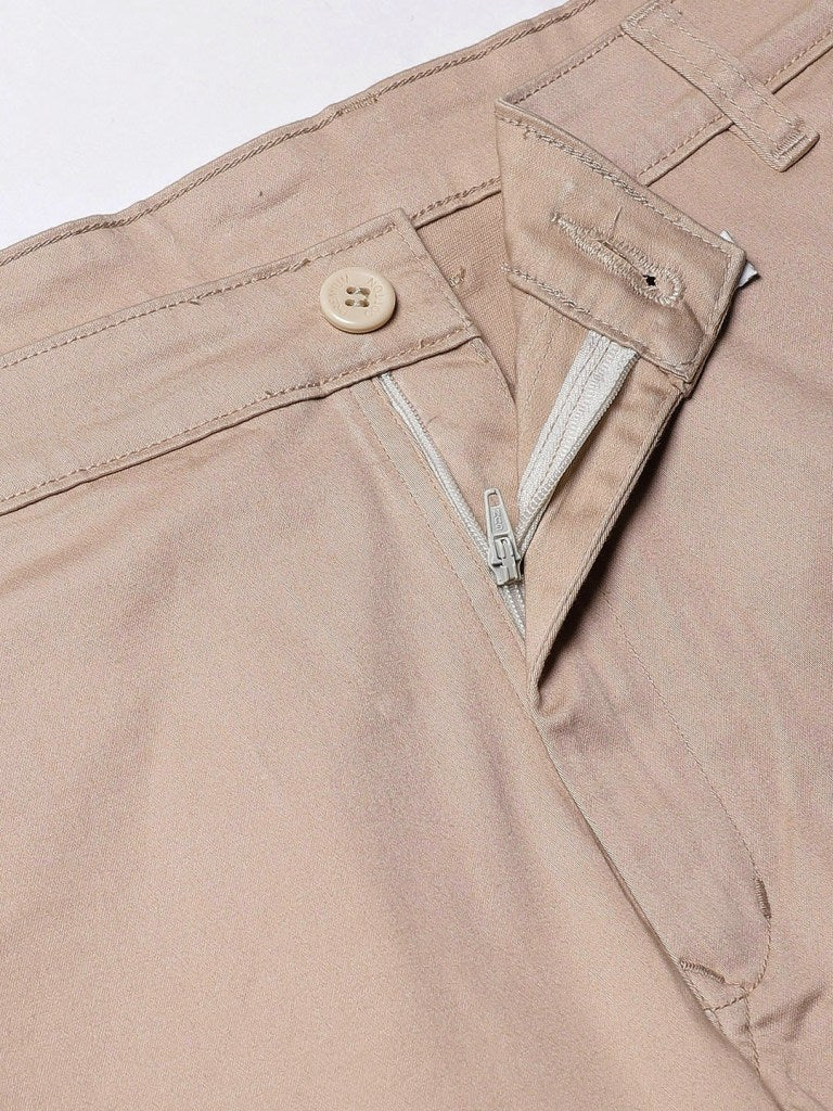 Men Beige Smart Skinny Fit Solid Chinos