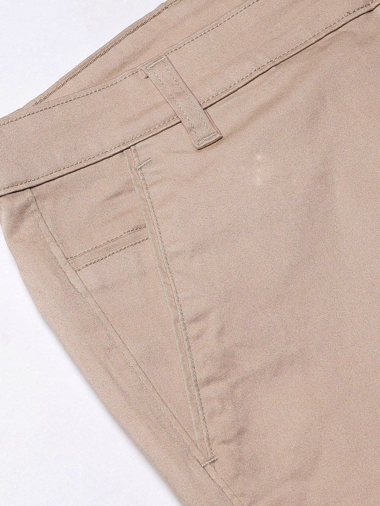 Men Beige Smart Skinny Fit Solid Chinos