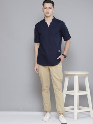 Men Navy Blue Comfort Fit Kurta