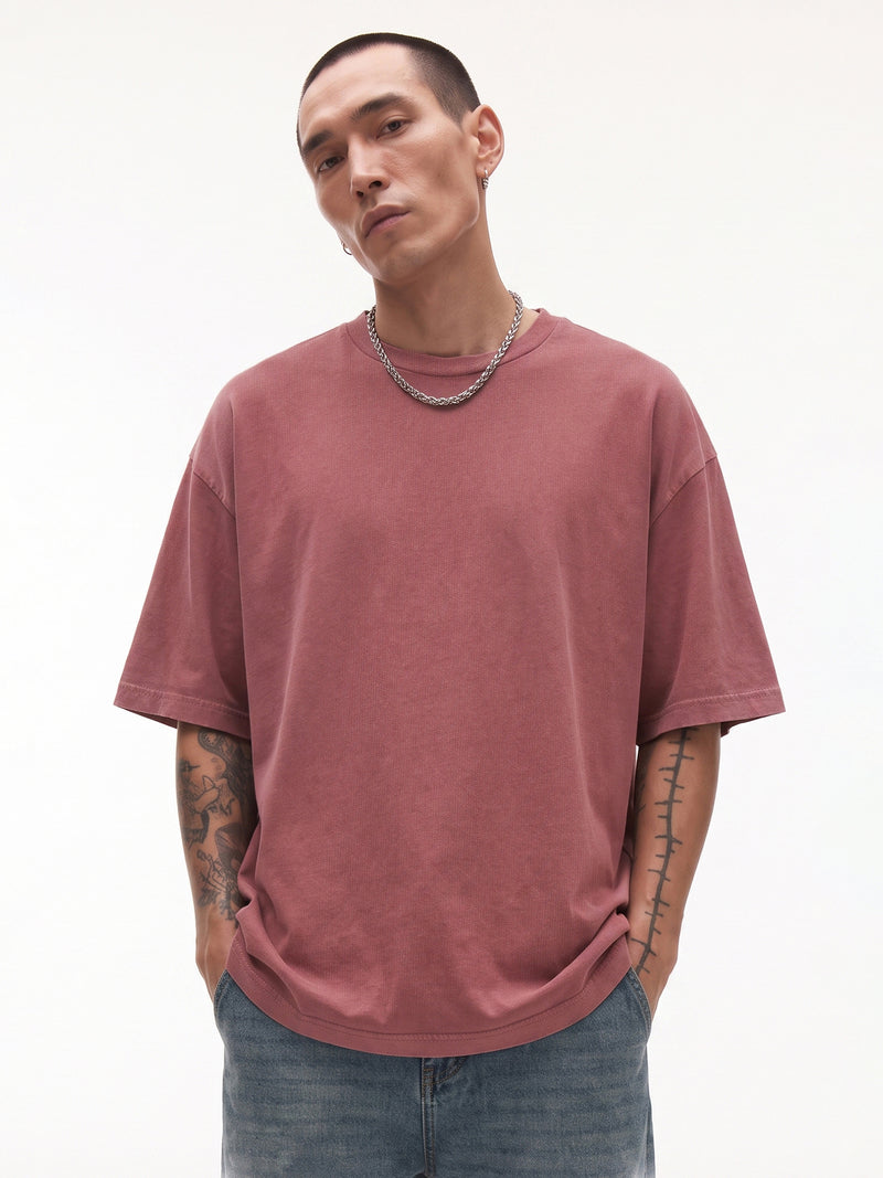 Oversized Stone Wash Embroidered T-Shirt
