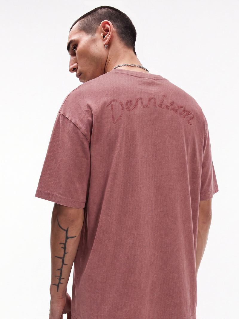 Oversized Stone Wash Embroidered T-Shirt