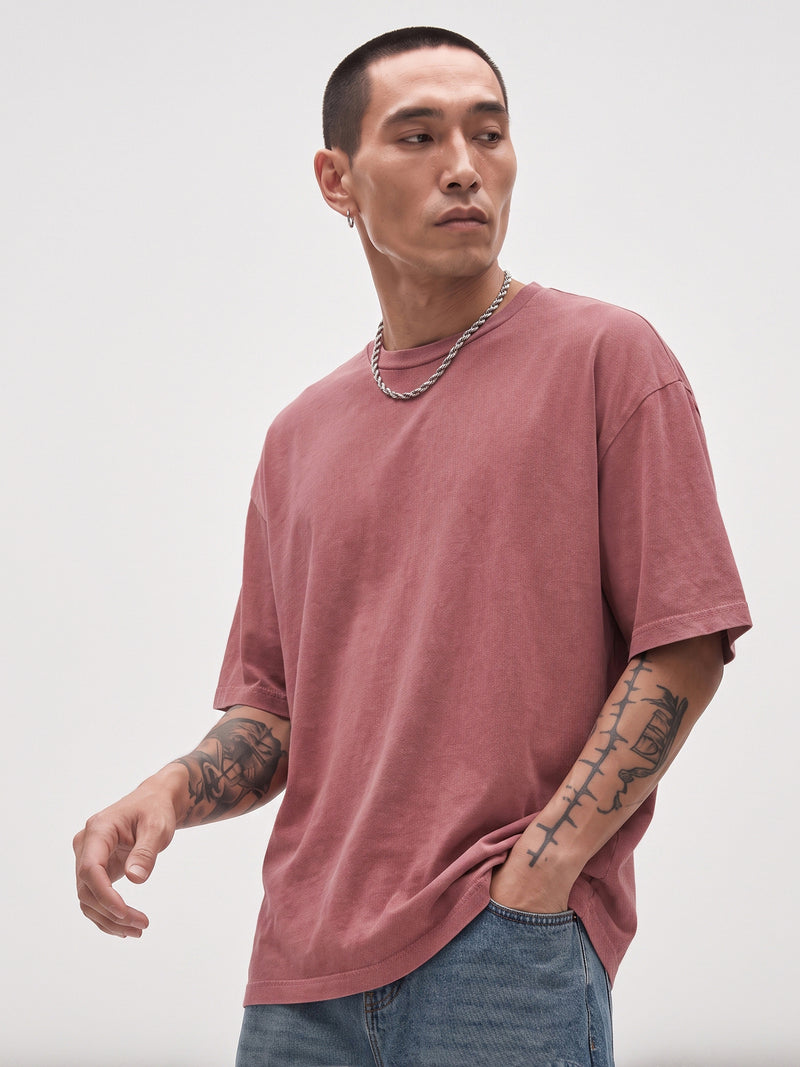 Oversized Stone Wash Embroidered T-Shirt