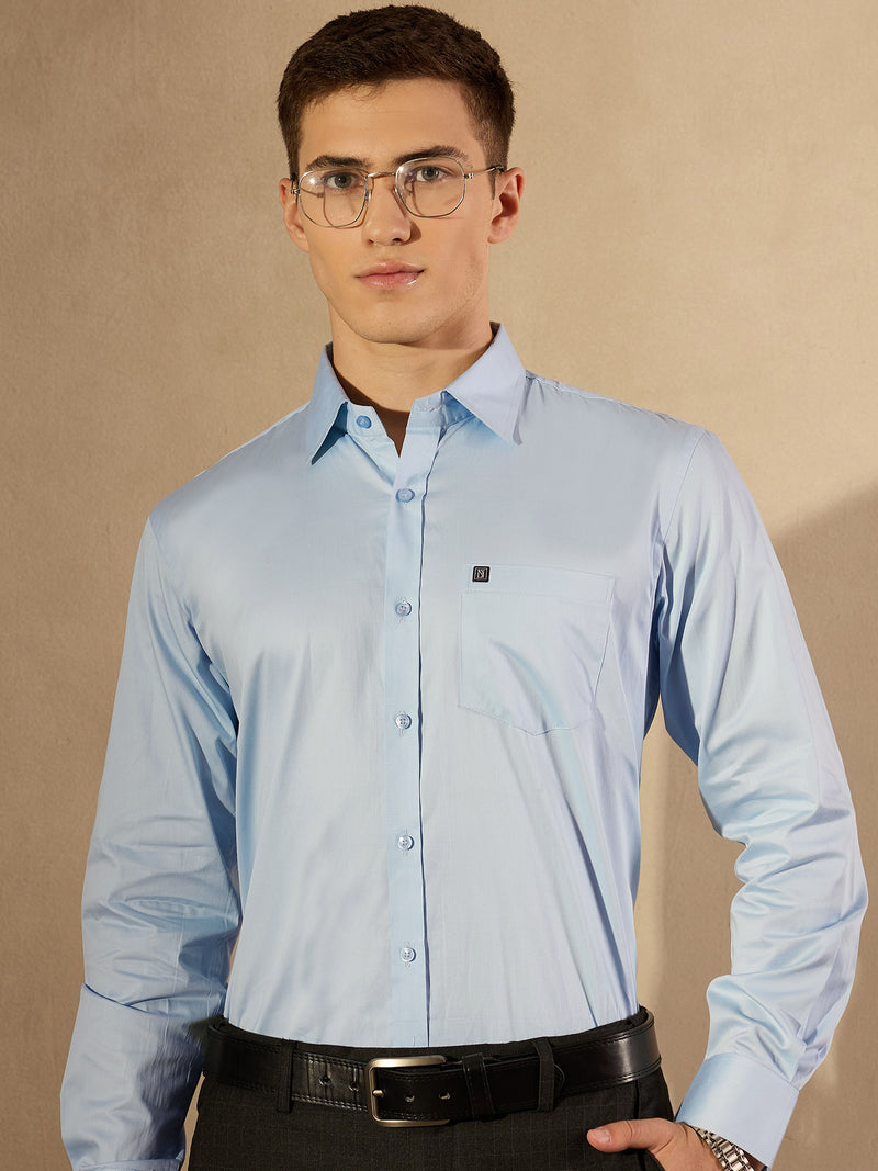 Sky Blue: Pure Cotton Formal Shirt