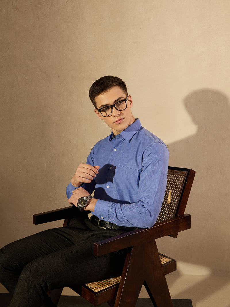 Blue: Solid Formal Shirt
