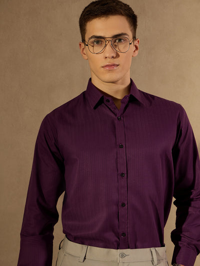 Wine: Self Design Textured Party Shirt