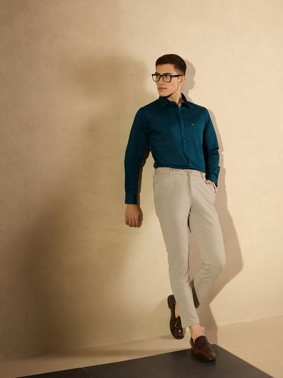 DENNISON Teal Blue Pure Cotton Formal Shirt