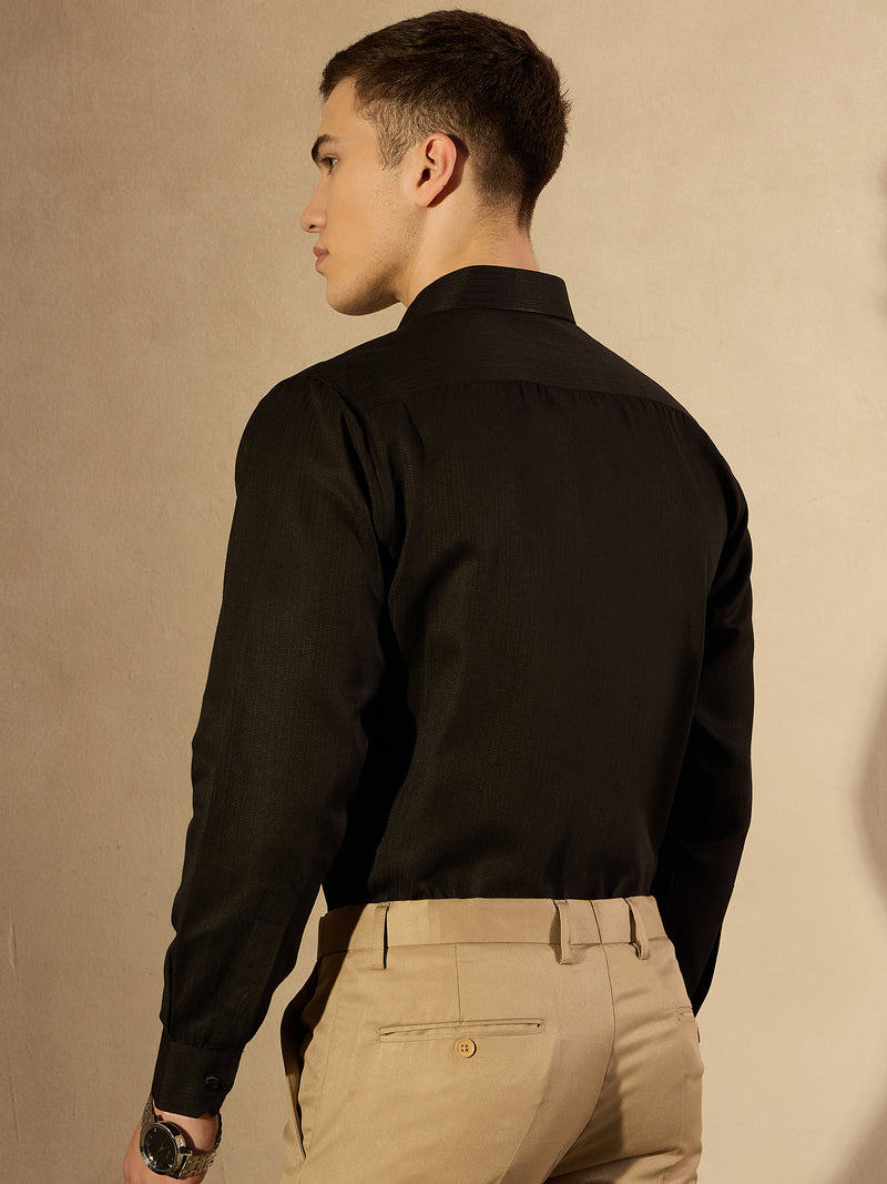 Black Self Design Party Shirt