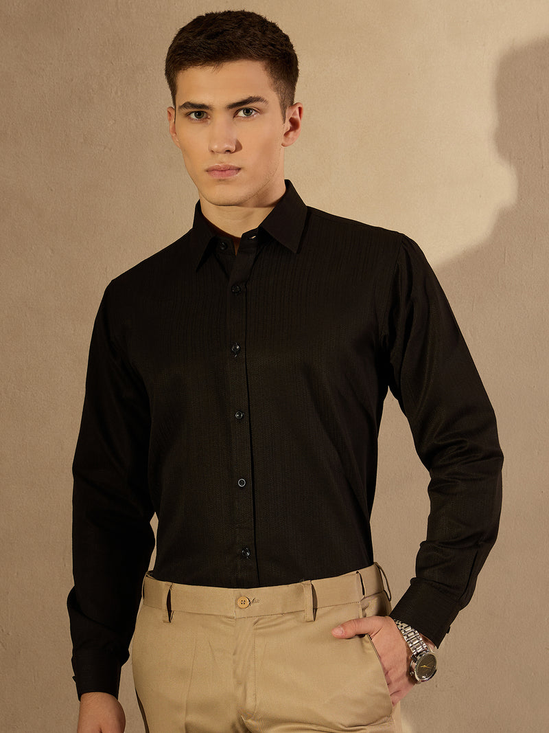 Black Self Design Party Shirt