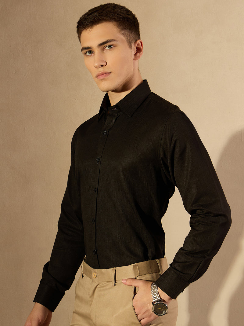 Black Self Design Party Shirt