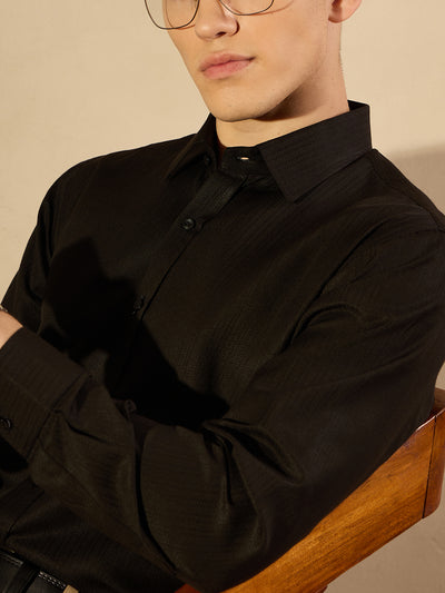 Black Self Design Party Shirt