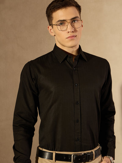 Black Self Design Party Shirt