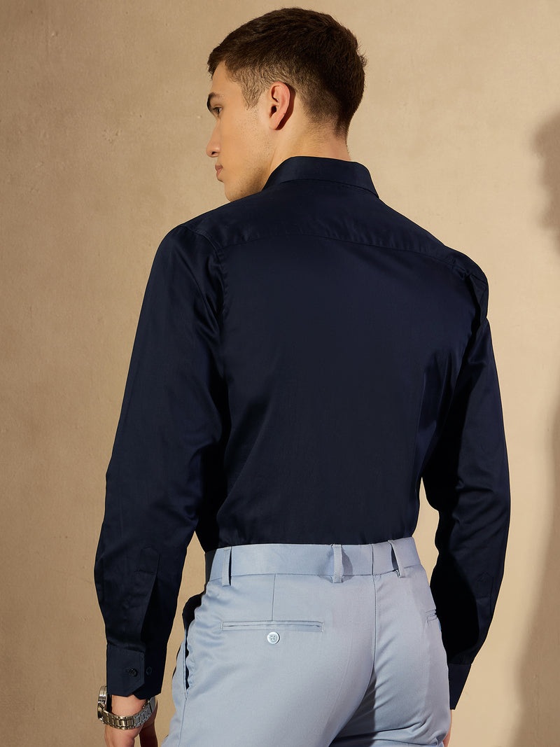Navy blue: Pure Cotton Formal Shirt