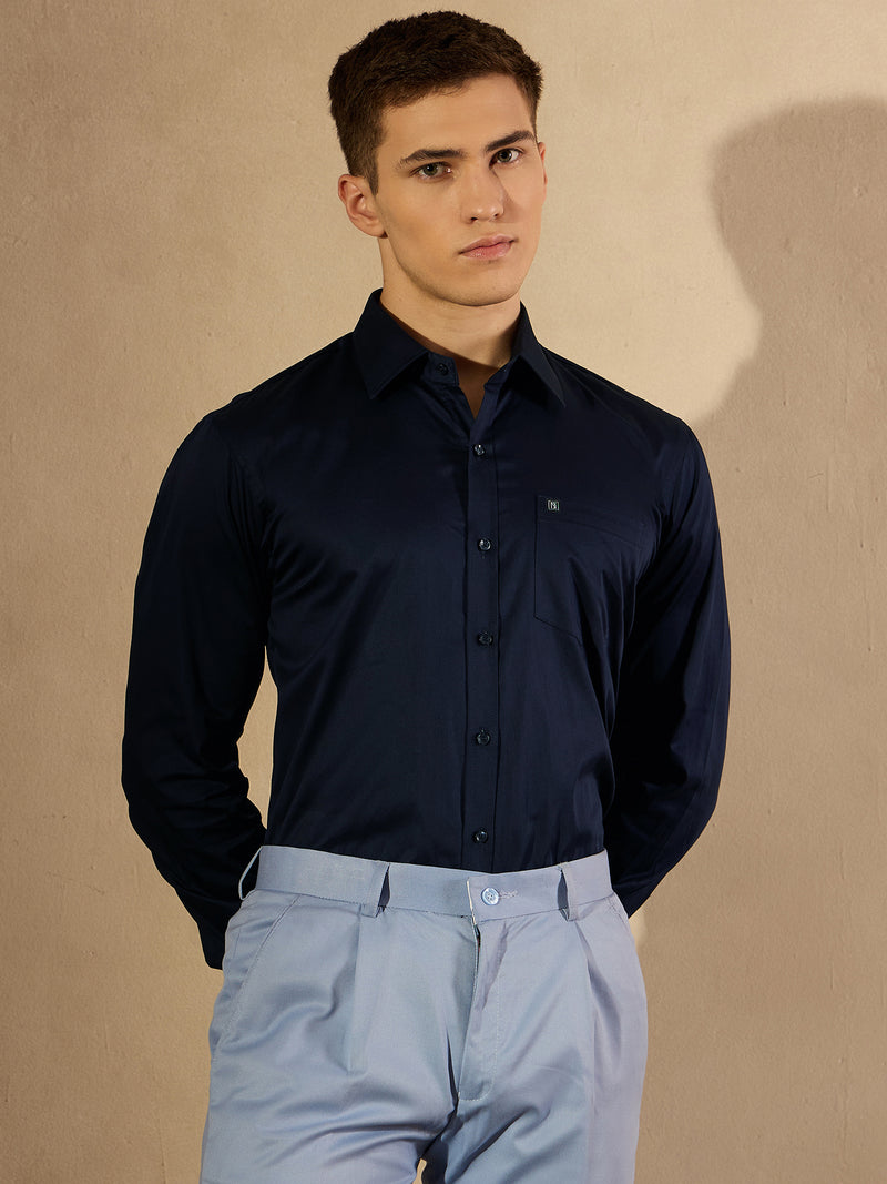 Navy blue: Pure Cotton Formal Shirt