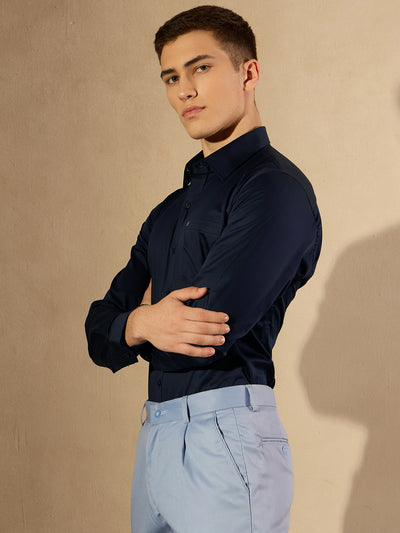 Navy blue: Pure Cotton Formal Shirt