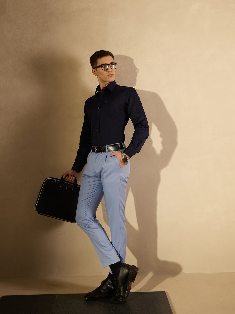 DENNISON Men Blue Tapered Fit Trousers