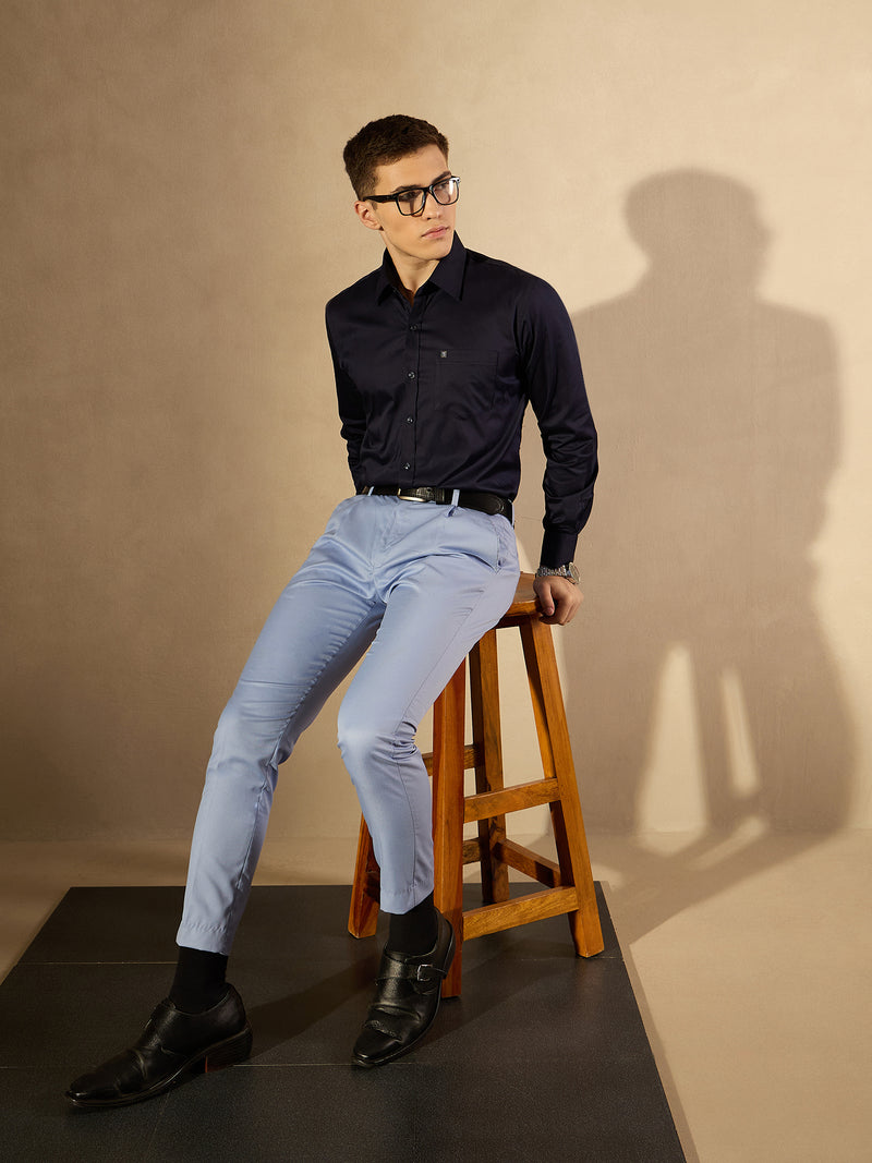 DENNISON Men Blue Tapered Fit Trousers