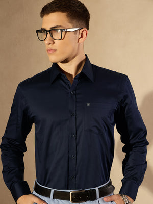 Navy blue: Pure Cotton Formal Shirt