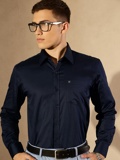 Navy blue: Pure Cotton Formal Shirt
