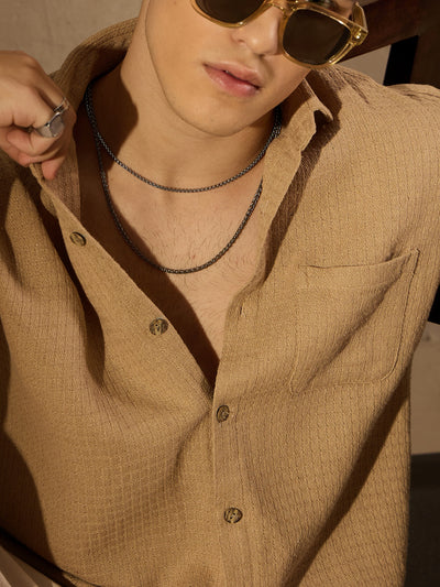 Self Design Drop Shoulder Oversized Shirt