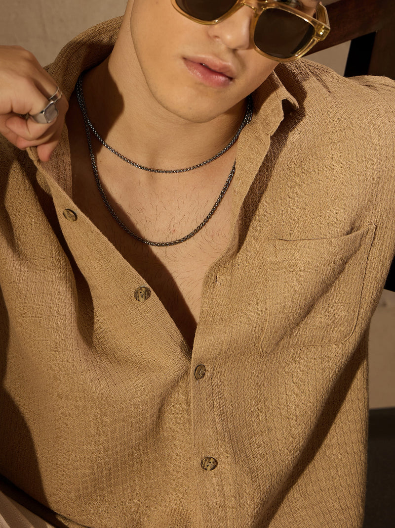 Self Design Drop Shoulder Oversized Shirt