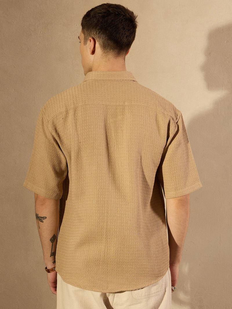 Self Design Drop Shoulder Oversized Shirt