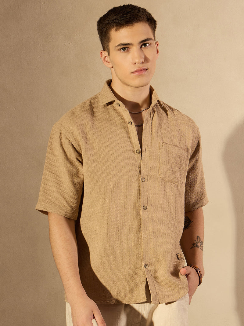 Self Design Drop Shoulder Oversized Shirt