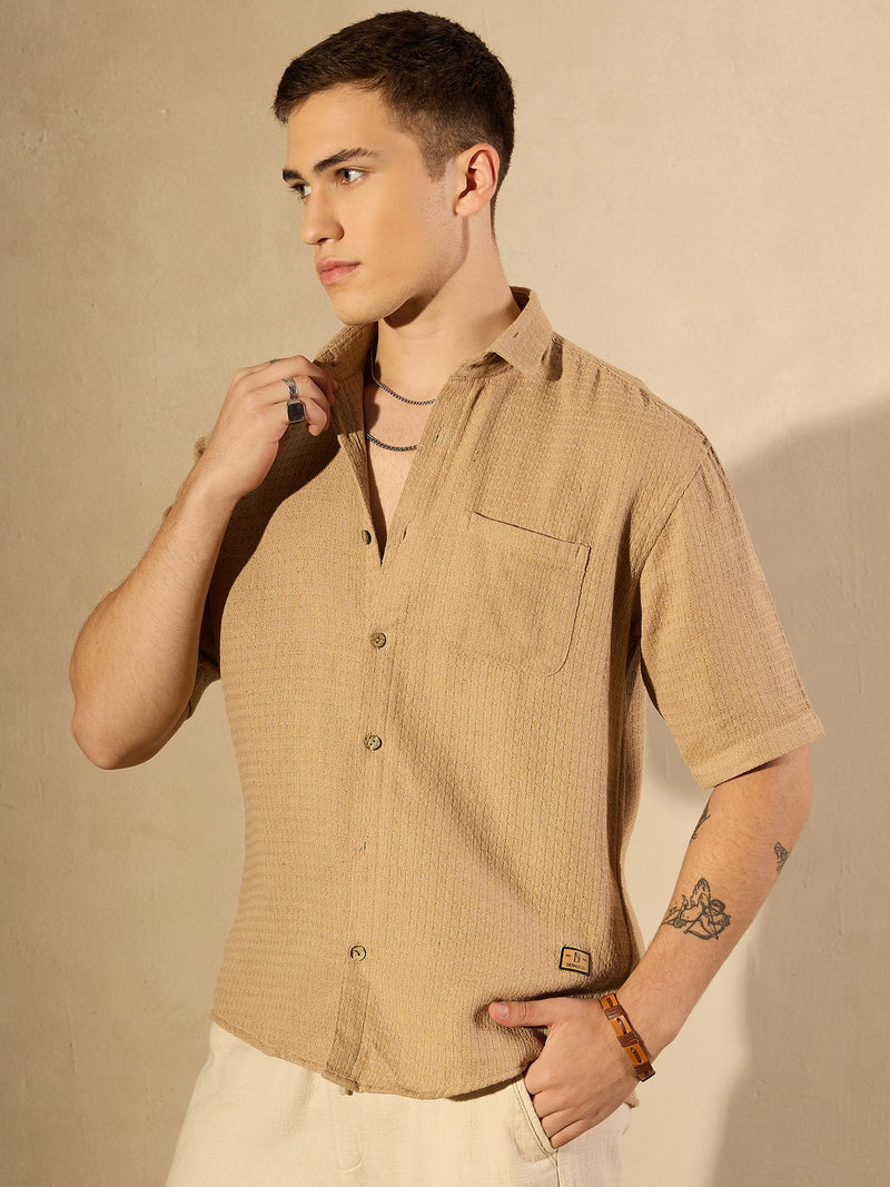 Self Design Drop Shoulder Oversized Shirt