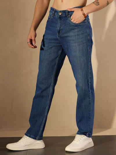 Dark Blue Fade: Korean Baggy Jeans