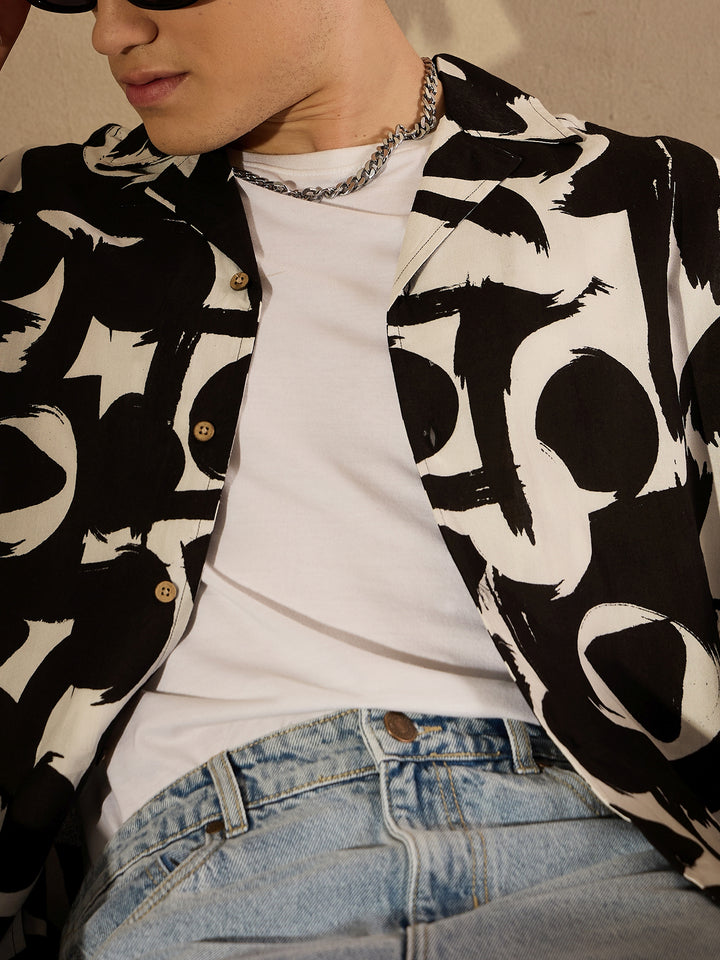 Abstract Printed Oversized Casual Shirt