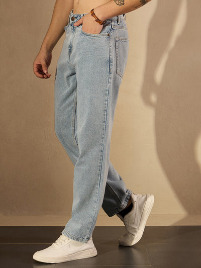 Light Blue Faded: Korean Baggy Jeans